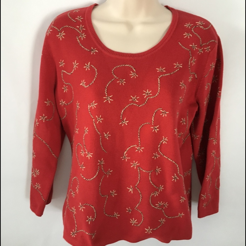 Talbots women’s sweater red 3/4 sleeves size M